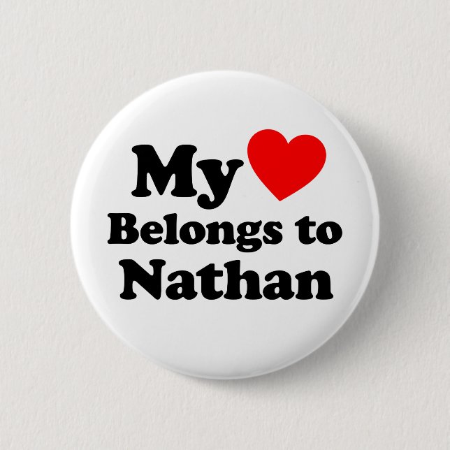 My Heart Belongs to Nathan 6 Cm Round Badge (Front)