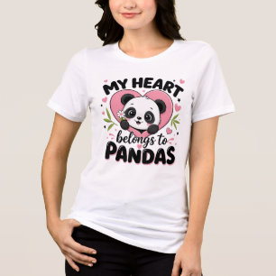 My Heart Belongs To Pandas Cute Panda Lover Animal Tri-Blend Shirt