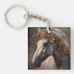 My Heart Belongs To Personalised Natural Horse Key Ring