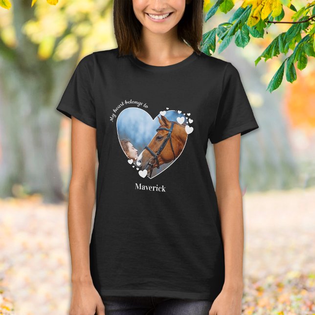 My Heart Belongs To Pet Photo Horse Lover T-Shirt (Creator Uploaded)