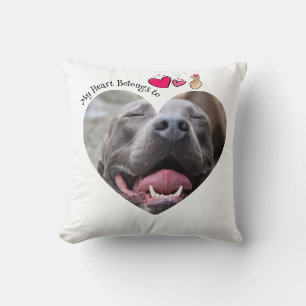 My Heart Belongs to Pitbull dog custom photo Cushion