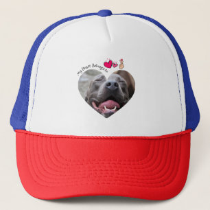 My Heart Belongs to Pitbull dog custom photo Trucker Hat