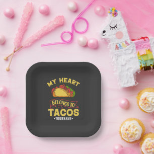My Heart Belongs To Tacos Paper Plate