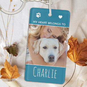 My Heart Belongs To Teal Photo Dog Mum Key Ring