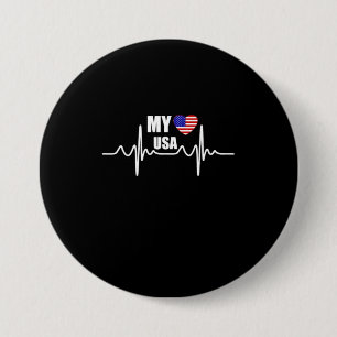 My Heart Belongs To The USA July 4th 7.5 Cm Round Badge