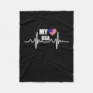 My Heart Belongs To The USA July 4th Fleece Blanket