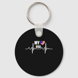 My Heart Belongs To The USA July 4th Key Ring