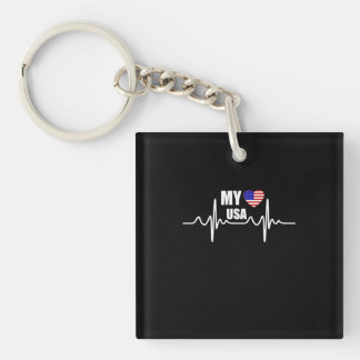 My Heart Belongs To The USA July 4th Key Ring