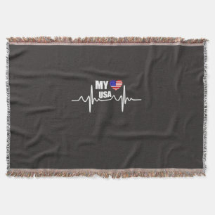 My Heart Belongs To The USA July 4th Throw Blanket