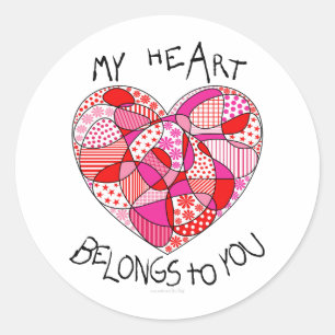 My Heart Belongs to You Heart Sticker Round