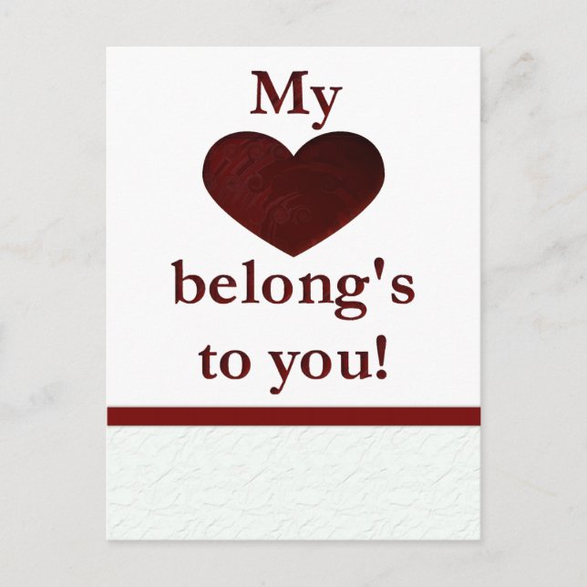 My heart belongs to you holiday postcard (Front)