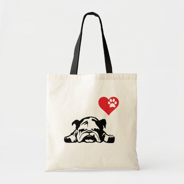 My Heart Bulldogs Cute Naughty pup Tote Bag (Front)