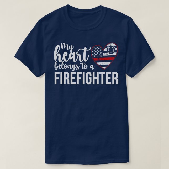 My Heart Firefighter Wife Fire Wife Of A Fireman L T-Shirt (Design Front)