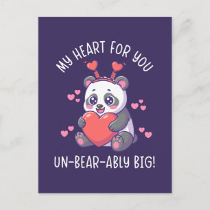My Heart For You Un-Bear-Ably Big - Cute Panda Postcard
