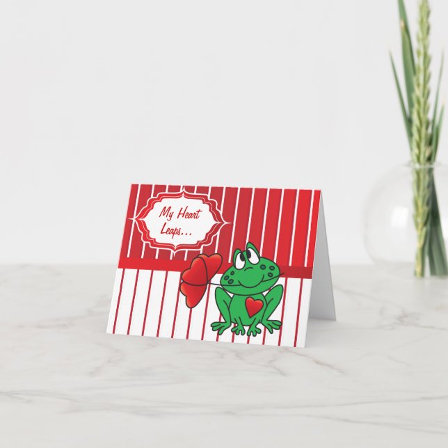 My Heart Frog Leaps - Valentine's Day Holiday Card (Front)