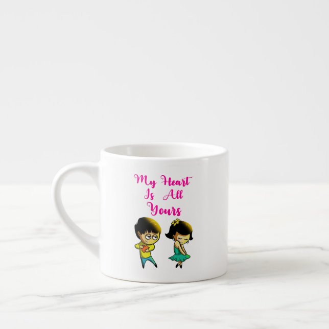 My Heart Is All Yours Bestie Valentine Girlfriend Espresso Cup (Left)