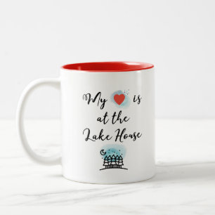 My Heart is at the Lake House with Trees Colour Two-Tone Coffee Mug