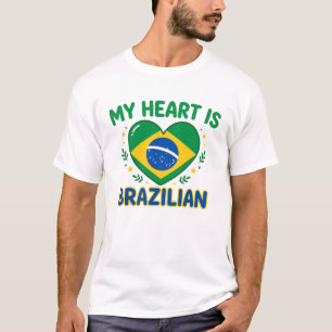 My Heart Is Brazilian Cute Patriotic Design T-Shirt