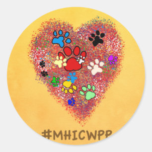 My Heart is Covered with Paw Prints Classic Round Sticker