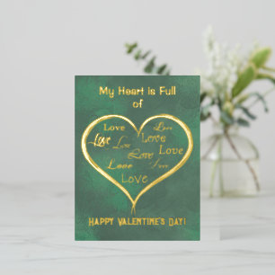 My Heart is Full of Love, Valentine Foil Invitation Postcard