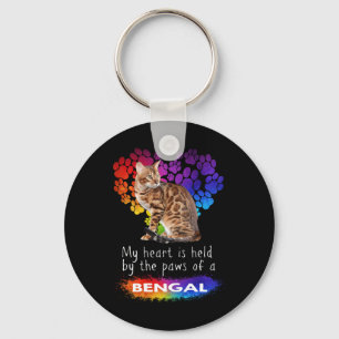 My Heart Is Held By The Paws Of A Bengal Cat Key Ring