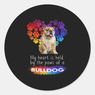 My Heart Is Held By The Paws Of A Bulldog Classic Round Sticker