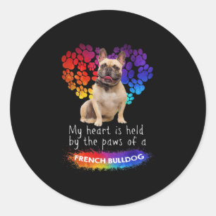 My Heart Is Held By The Paws Of A French Bulldog Classic Round Sticker
