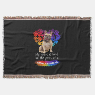 My Heart Is Held By The Paws Of A French Bulldog Throw Blanket