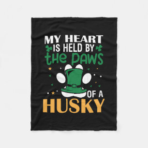 My Heart Is Held By The Paws Of A Husky Fleece Blanket