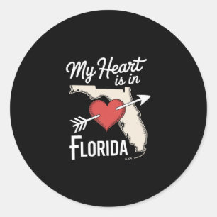 My Heart Is In Florida Cute Florida State Love Classic Round Sticker