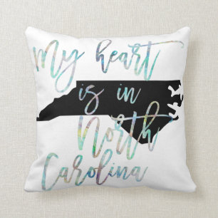My Heart is in North Carolina state NC Iridescent Cushion