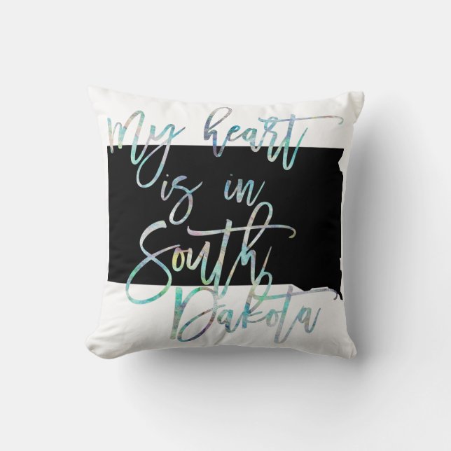 My Heart is in South Dakota state SD Iridescent Cushion (Front)