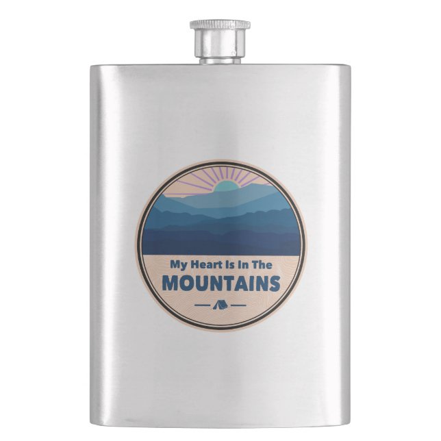 My Heart Is in The Mountains Hip Flask (Front)