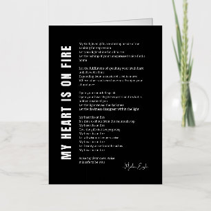 My heart is on fire encouragement poem poetry  foil greeting card