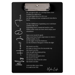 My heart is on fire encouragement poem poetry post clipboard