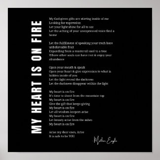 My heart is on fire encouragement poem poetry post poster