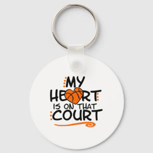 My Heart Is On That Court Sketll Key Ring