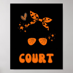 My Heart Is On That Court Sketll Mom Messy Bun Leo Poster