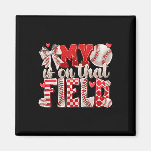 My Heart Is On That Field Coquette Bow Bysebyll Mo Magnet