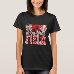 My Heart Is On That Field Coquette Bow Bysebyll Mo T-Shirt