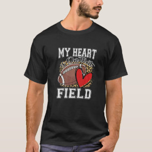 My Heart is on That Field Football Mom Leopard Mot T-Shirt