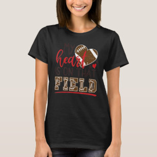 My Heart Is On That Field Football Mum Leopard Fun T-Shirt