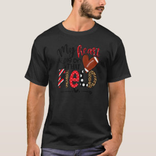 My Heart Is On That Field Football Mum Leopard Mot T-Shirt