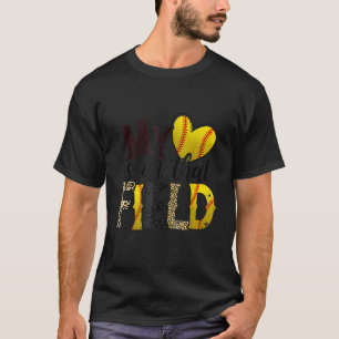 My Heart Is On That Field Softball Leopard Mothers T-Shirt