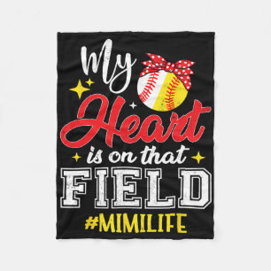 My Heart Is On That Field Softbyll Bysebyll Mimi Fleece Blanket