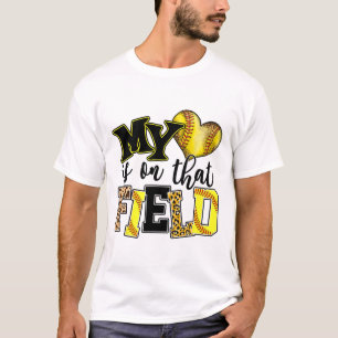 My Heart Is On That Field Softll Mom Leopard Mothe T-Shirt