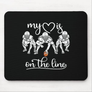 My Heart Is On The Line Offensive Lineman Vintage Mouse Pad