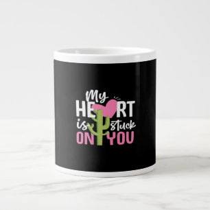 My Heart Is Stuck On You Cactus Heartfelt Design  Large Coffee Mug