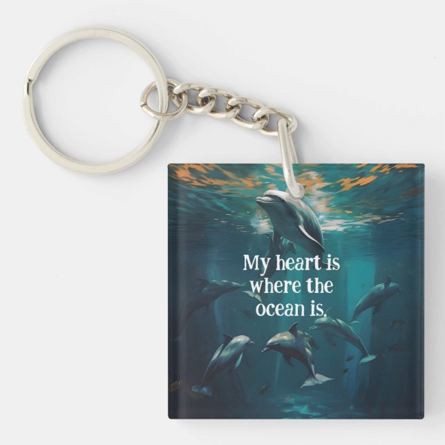 My heart is where the ocean is custom keychain (Front)