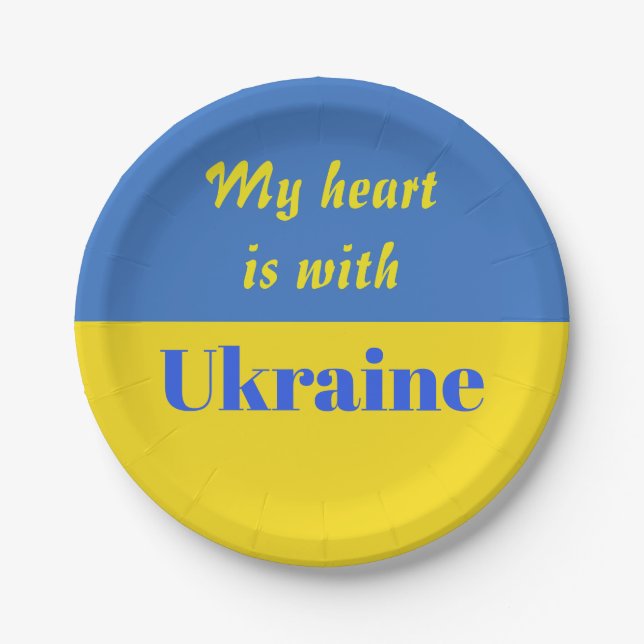My Heart is With Ukraine Paper Plate (Front)